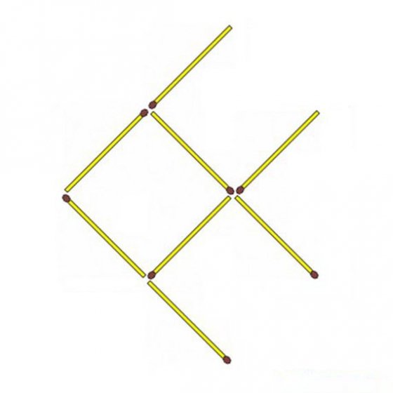 Головоломка со спичками: 3 квадрата из 9 спичек