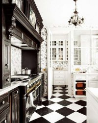 Черно-белый интерьер кухни