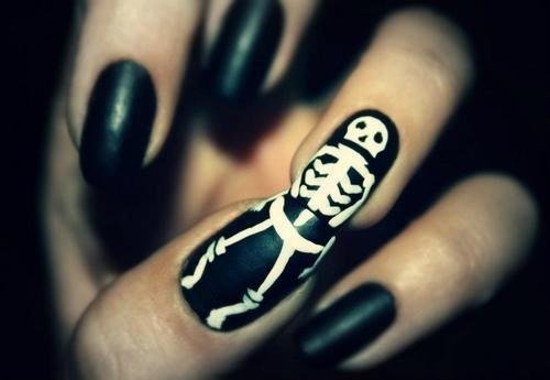 Необычный маникюр: скелеты на ногтях