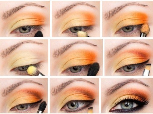 Яркий макияж в оранжевой цветовой гамме