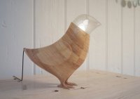 Деревянная лампа-птичка