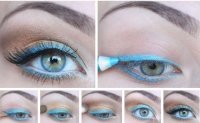 Макияж глаз с голубым контуром: фотоурок