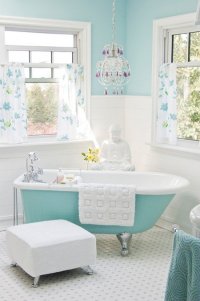 Дизайн ванной комнаты в пастельном голубом цвете