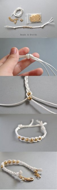 Очень простой плетеный браслет с бусинами