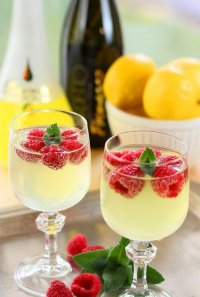 Лимончелло с игристым вином с малиной