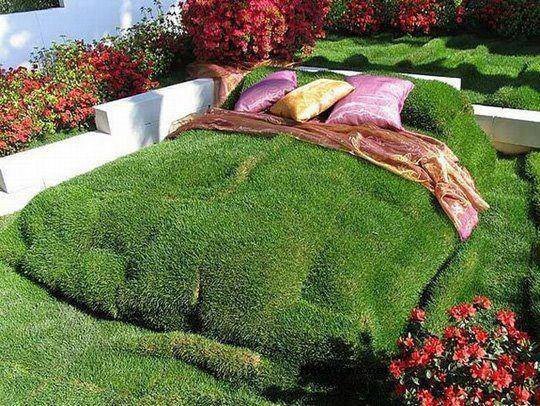 Оригинальный газон: кровать из травы