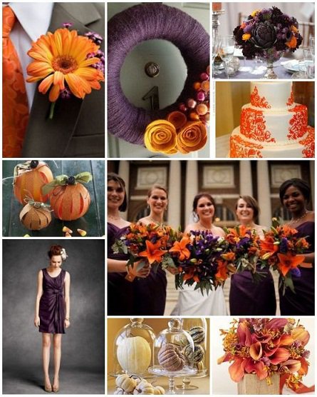 Свадебные комбинации цветов: оранжевый и фиолетовый