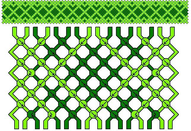 Схема для плетения красивой фенечки зеленого цвета