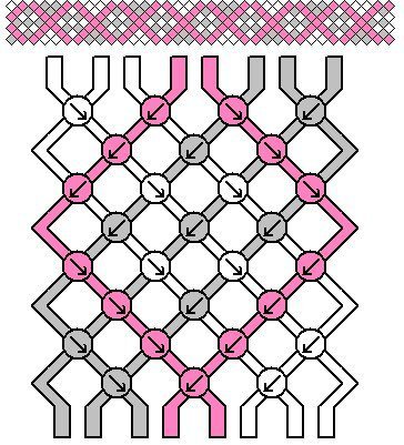 Простая схема плетения фенечки из трех цветов