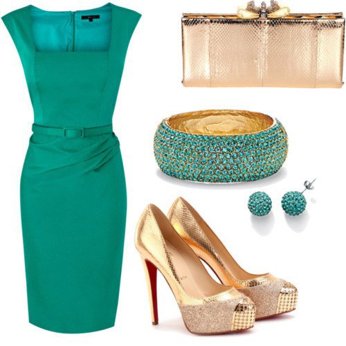 Элегантное платье цвета зеленой сосны
