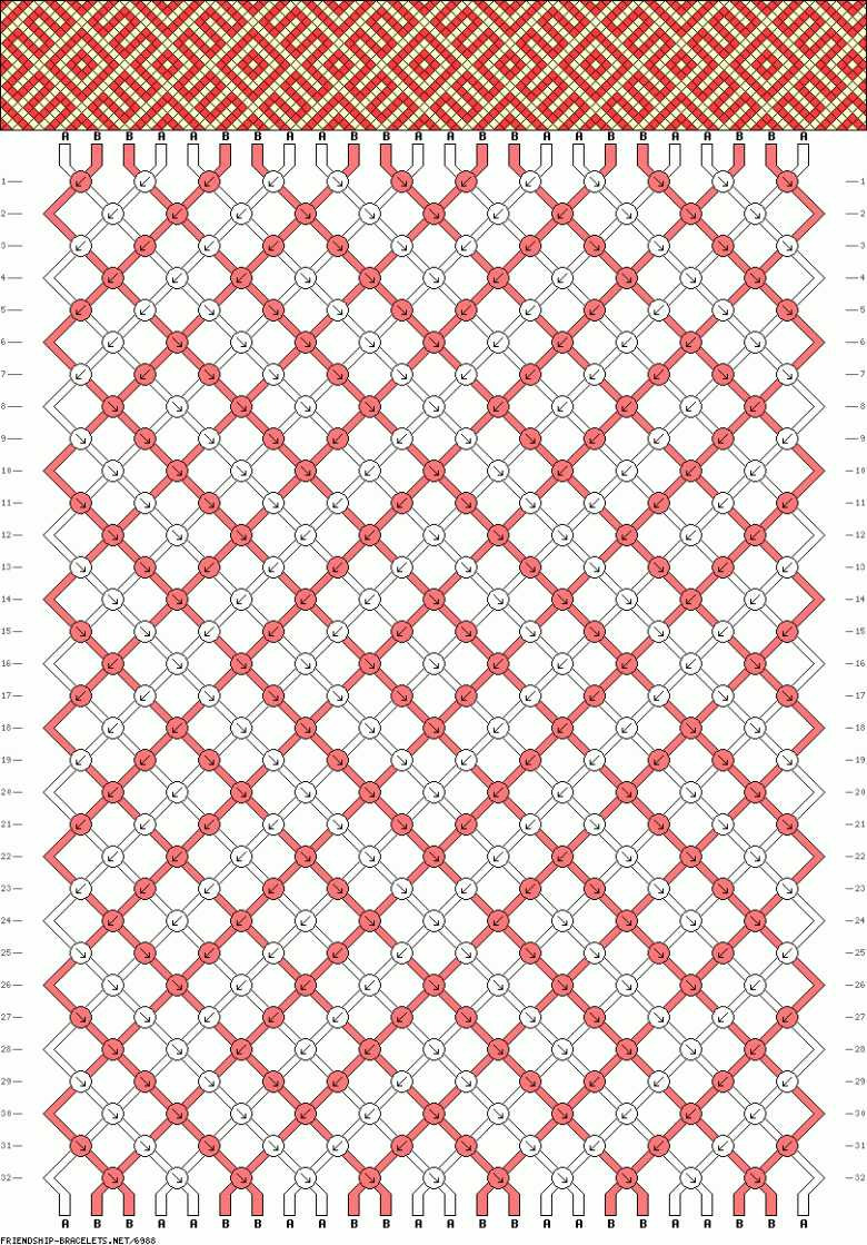 Схема плетения фенечки из 2 цветов для опытных