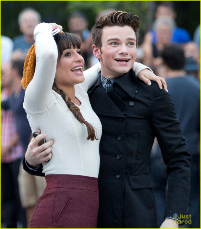 Лиа Мишель и Крис Колфер на съемках Glee в Нью-Йорке
