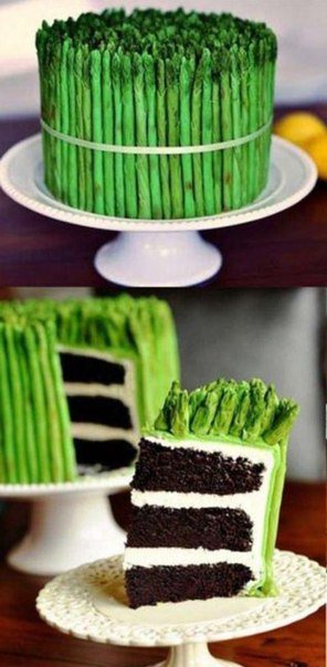 Как красиво украсить торт: торт с аспарагусом