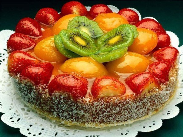 Как украсить торт фруктами: фрукты под желе