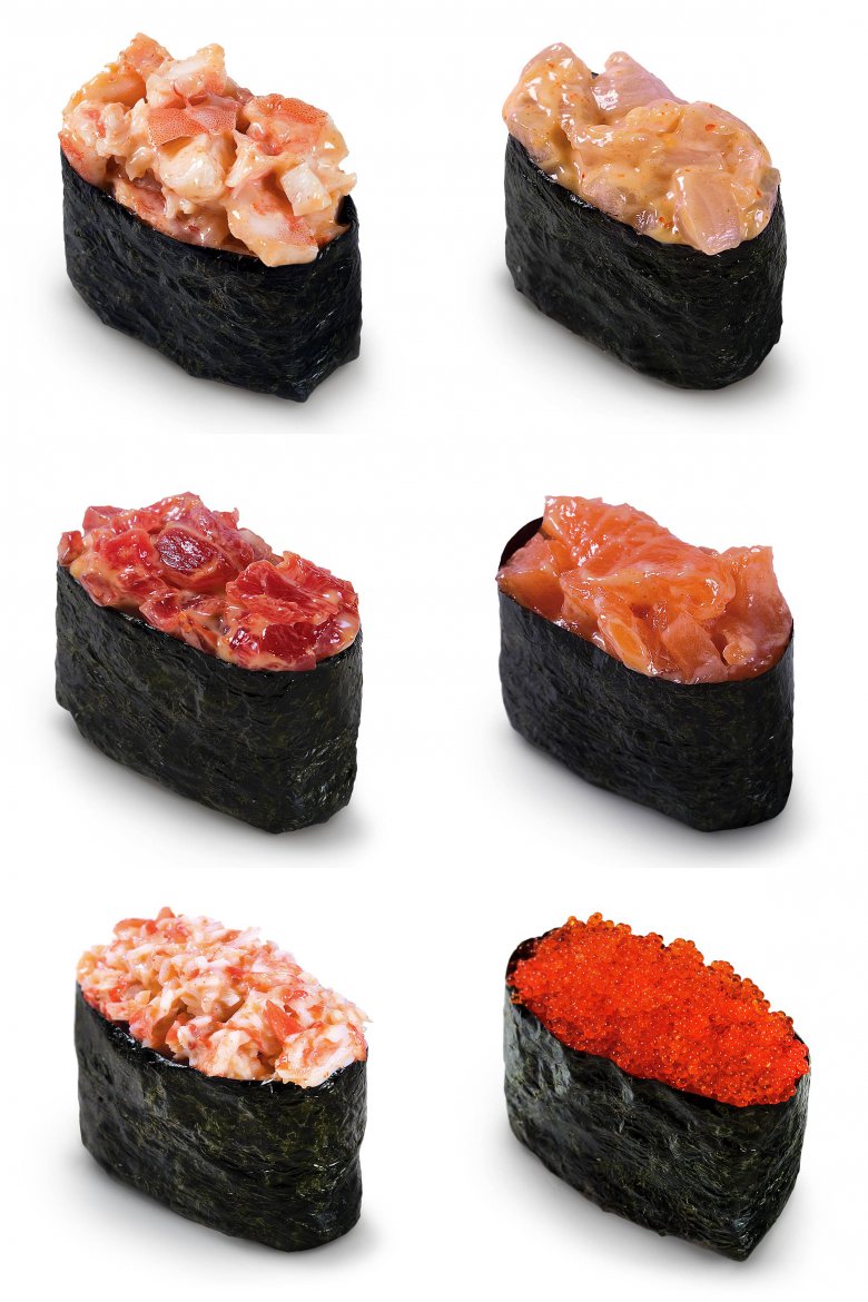 Японская кухня: суши-гунканы с разными начинками
