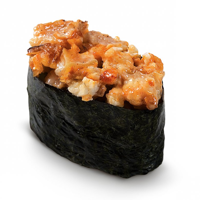Острый суши-гункан с копченым угрем: спайси унаги