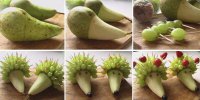 Оригинальная подача фруктов: ежики из груш