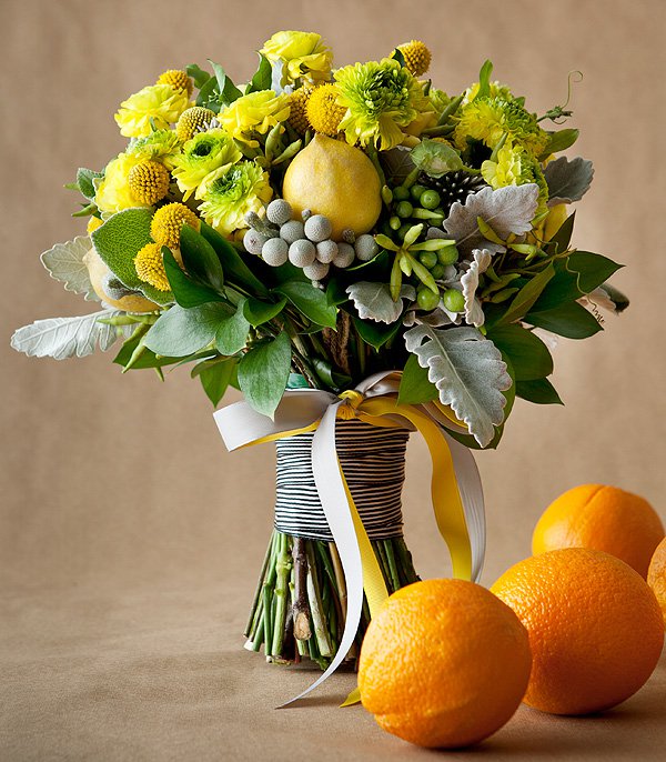 Букет невесты из овощей: лимонные нотки