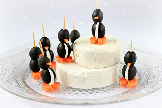 Пингвинчики из маслин с сыром