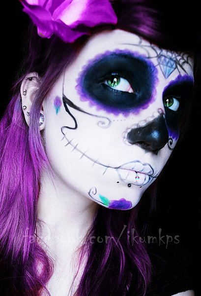 Макияж на Хэллоуин: фиолетовый череп