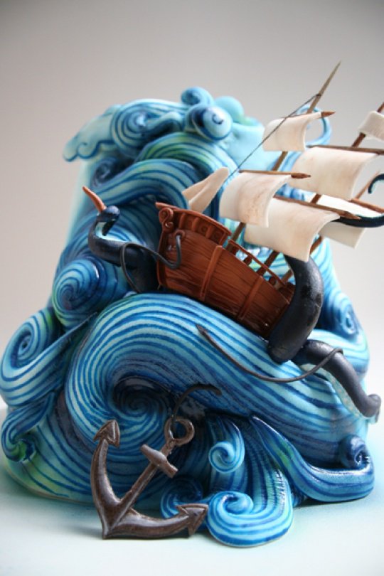 Необычное украшение торта в морской тематике