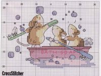 Схема вышивки «Мышки в ванной»