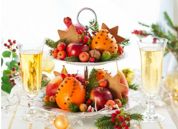 Новогодняя сервировка стола: подача фруктов
