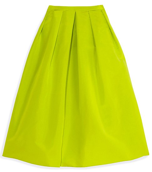 Шелковая юбка Tibi салатового цвета