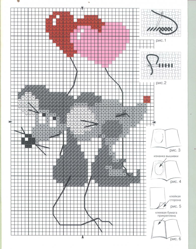 Схема вышивки влюбленных мышек