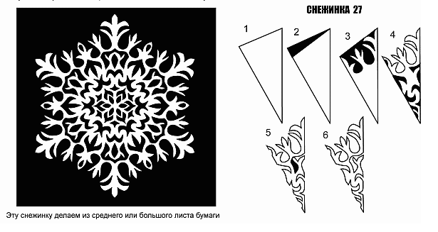 Вырезание снежинок из бумаги: еще одна схема