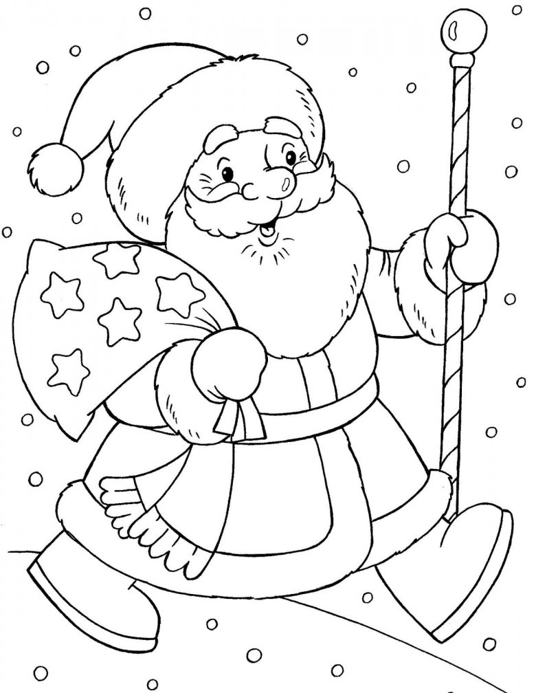 Новогодние раскраски для детей: Дед Мороз