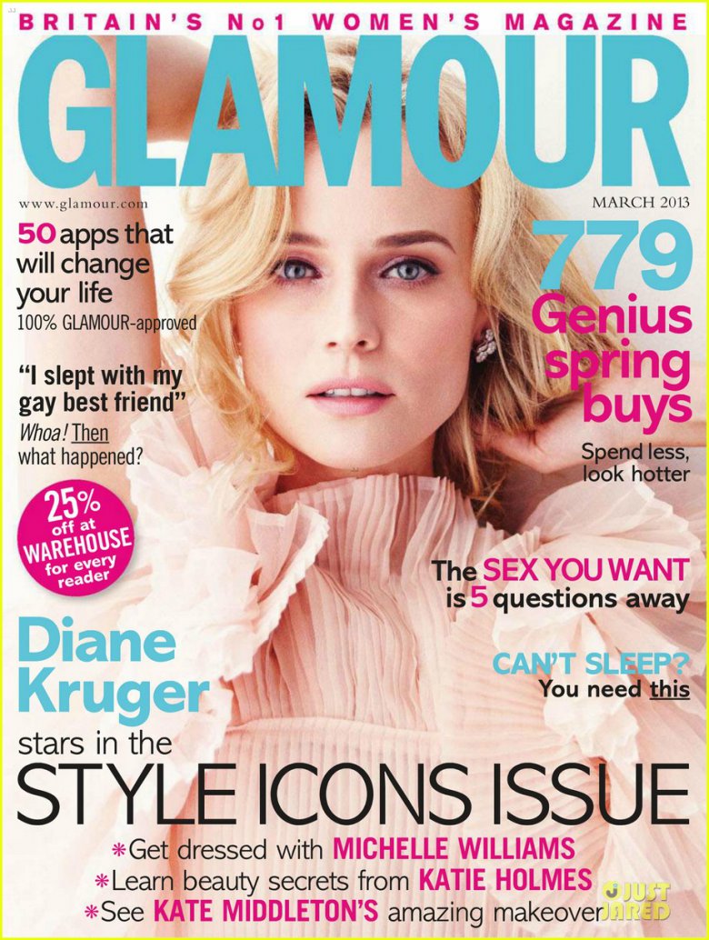 Диана Крюгер на обложке журнала Glamour UK (март 2013)