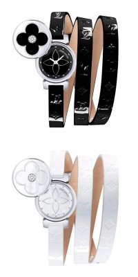Монохромные часы Tambour Bijou Secret Black & White от Louis Vuitton