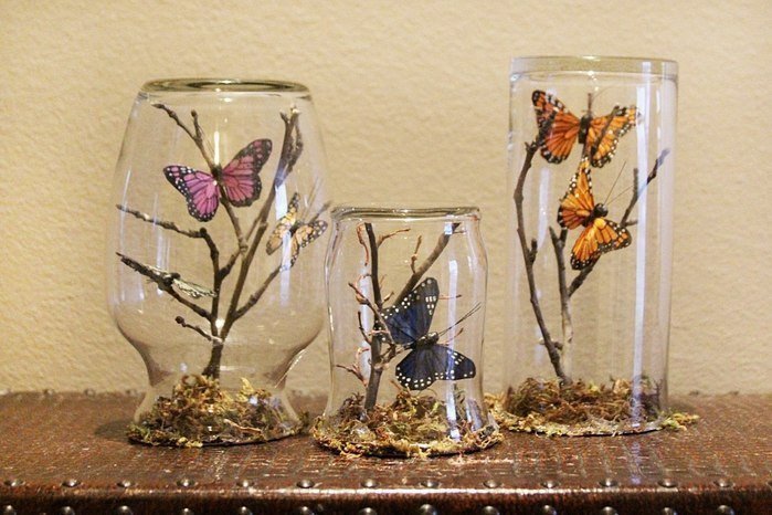 Композиции с бабочками в банке