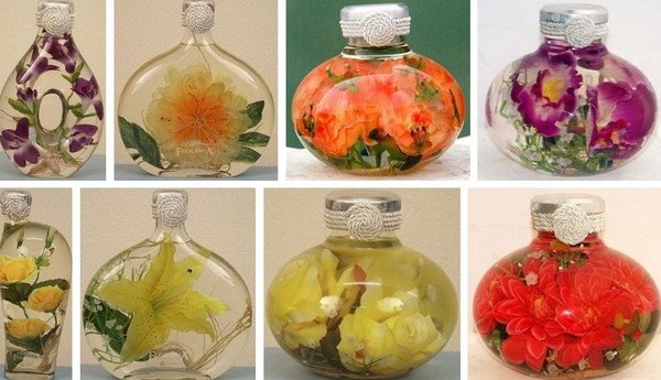 Декоративные бутылки с цветами