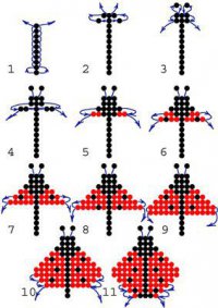 Схема плетения божьей коровки из бисера