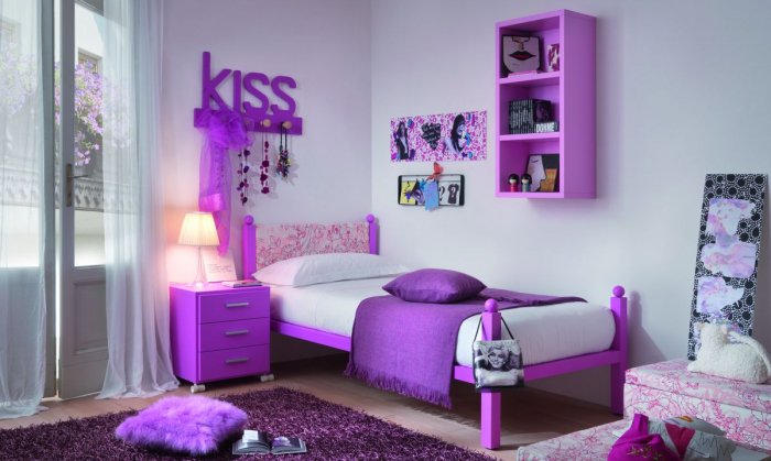 Дизайн детской комнаты для девочки в фиолетовых тонах