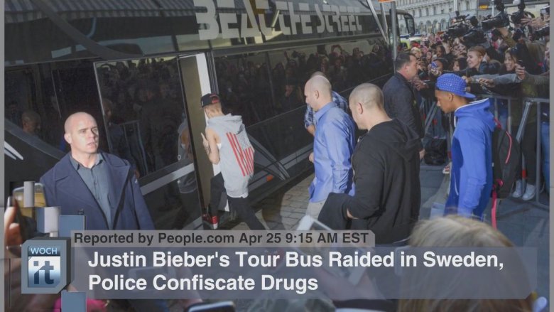 В концертном автобусе Джастина Бибера полиция нашла наркотики