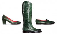 Обувь из зеленой крокодиловой кожи