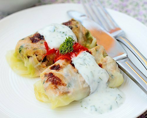 Голубцы с рыбой и грибами