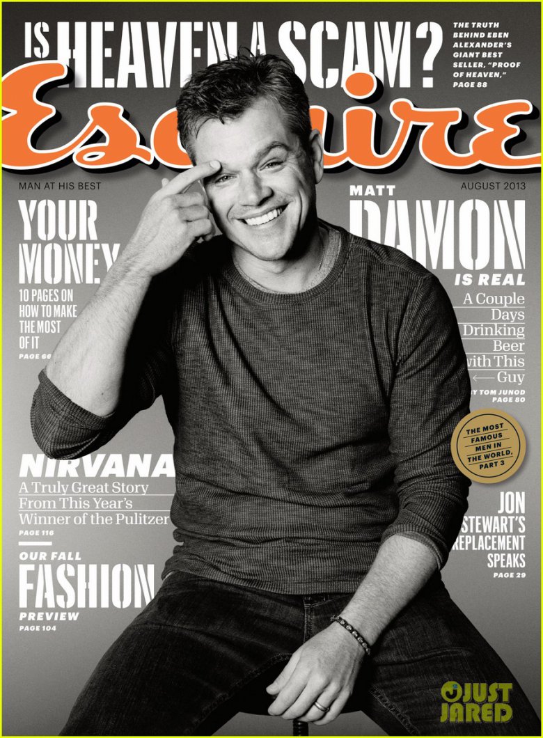 Мэтт Деймон на обложке Esquire (август 2013)
