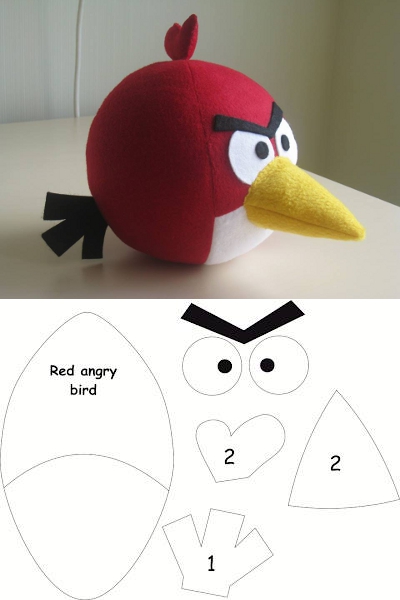 Красный Angry Bird с выкройкой