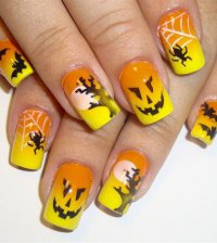 Оранжево-желтая идея маникюра на Хэллоуин