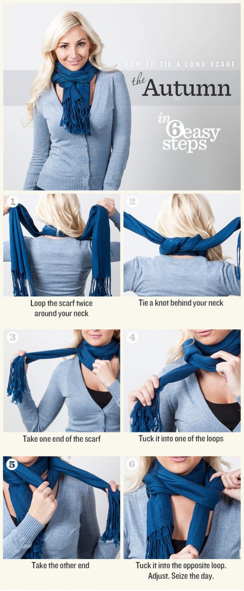 Как завязать длинный шарф: осенний узел