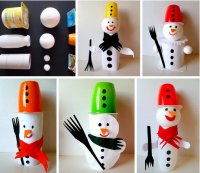 Детские новогодние поделки: снеговики из подручных материалов