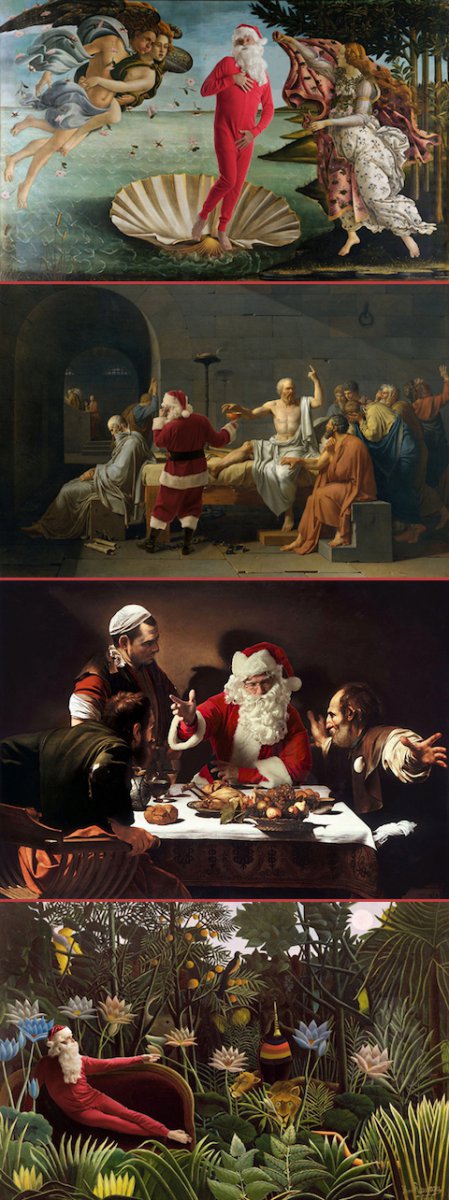 Санта-Клаус попал на известные картины