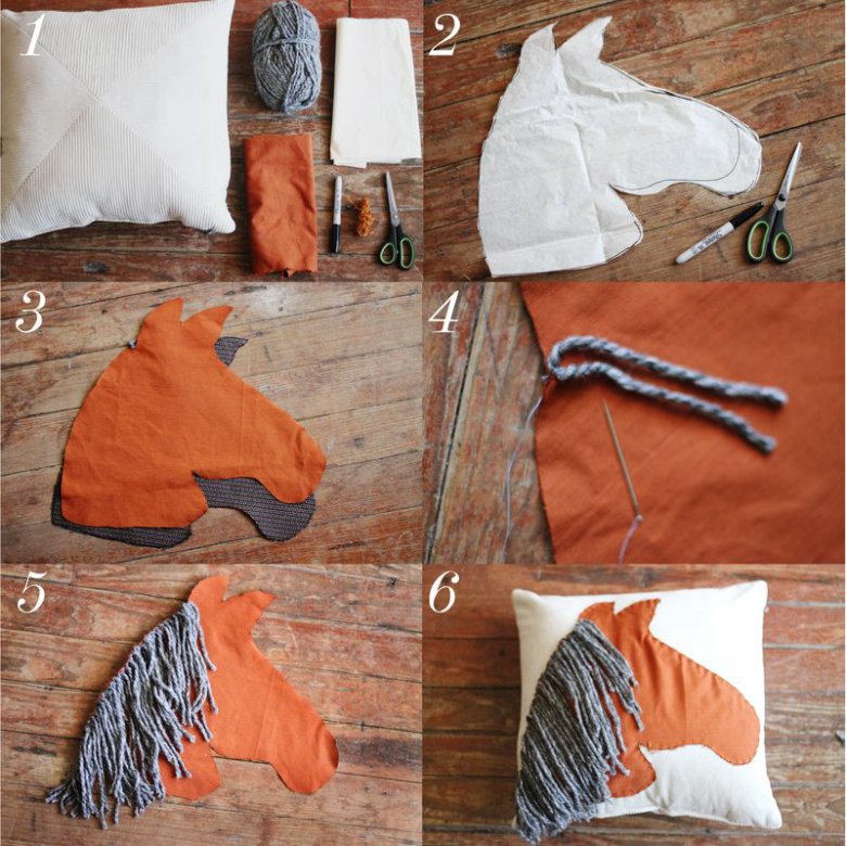 Новогоднее рукоделие: подушка с аппликацией лошади