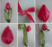 Вышивка лентами: как вышить тьльпан
