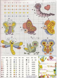 Схема вышивки забавных бабочек