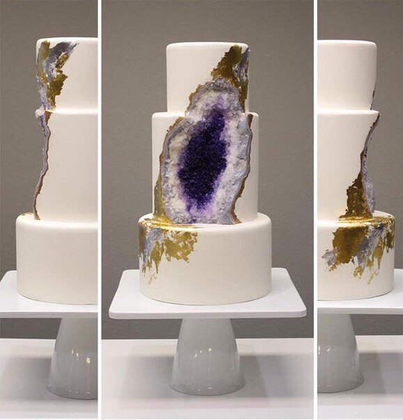 Новый тренд в украшении свадебных тортов: минеральные торты